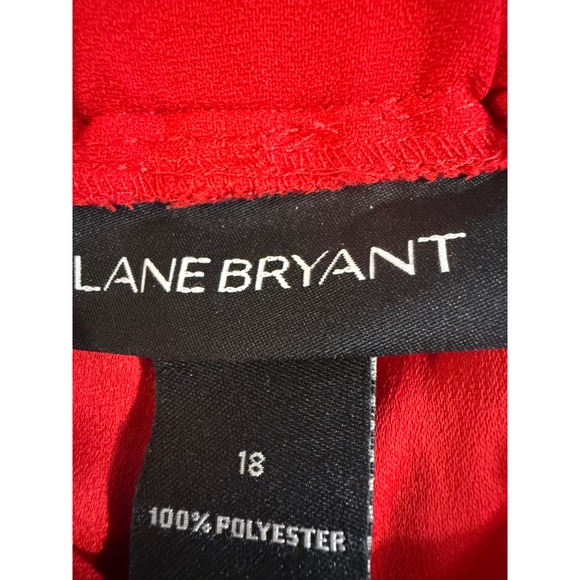 Lane Bryant Red Paperbag Waist Tapered Leg Career Pants Womens Size 18 Tie Belt - Picture 5 of 7